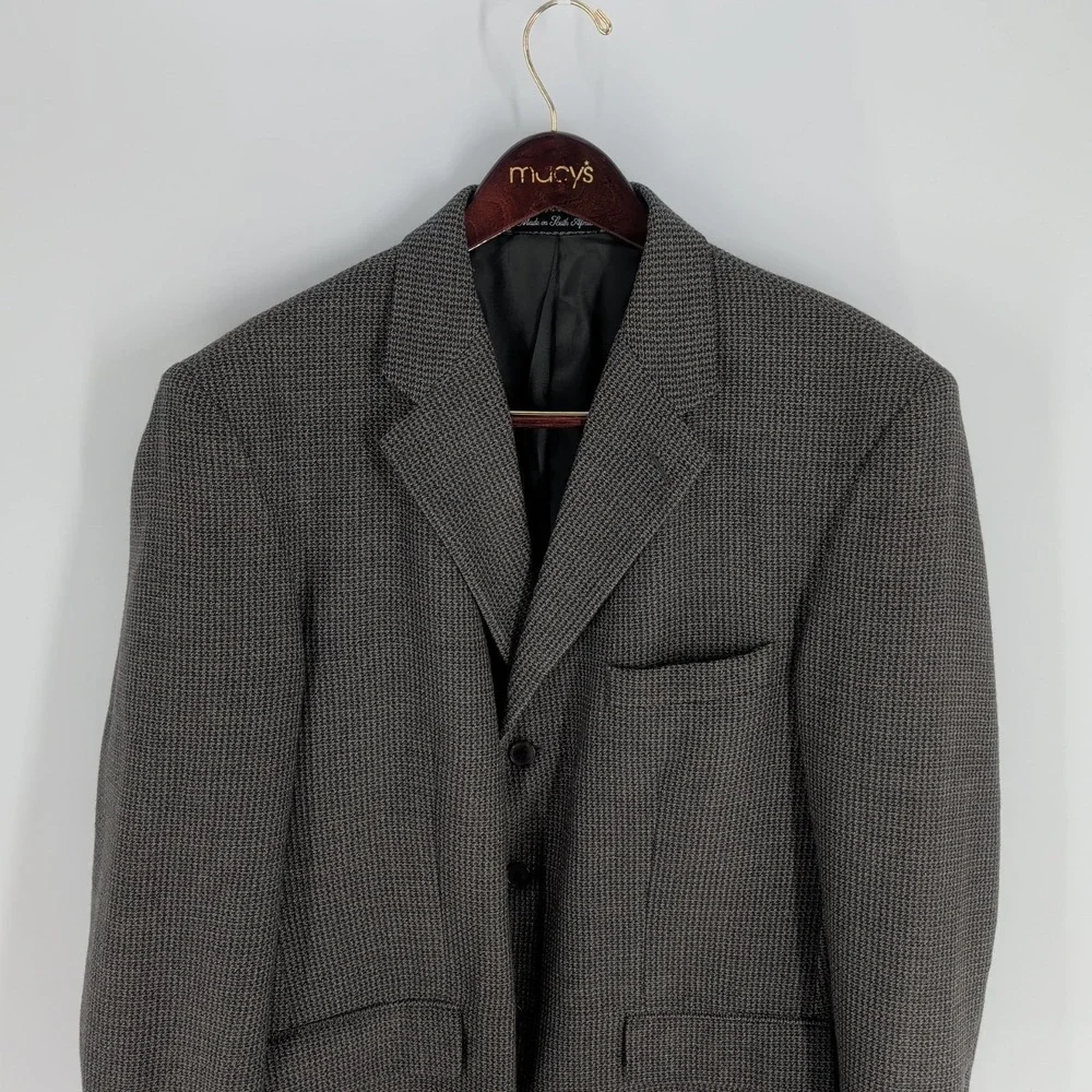 Vintage Barrington Three Button Sport Coat Classic Blazer Charcoal Gray Size 44R